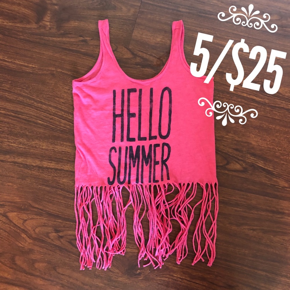 🌟5/$25 Bethany Mota Crop Top Fringed Tank Top